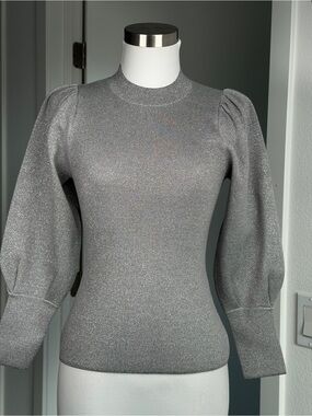 Sezane Danni Jumper: Silver-grey with a metallic finish size XS